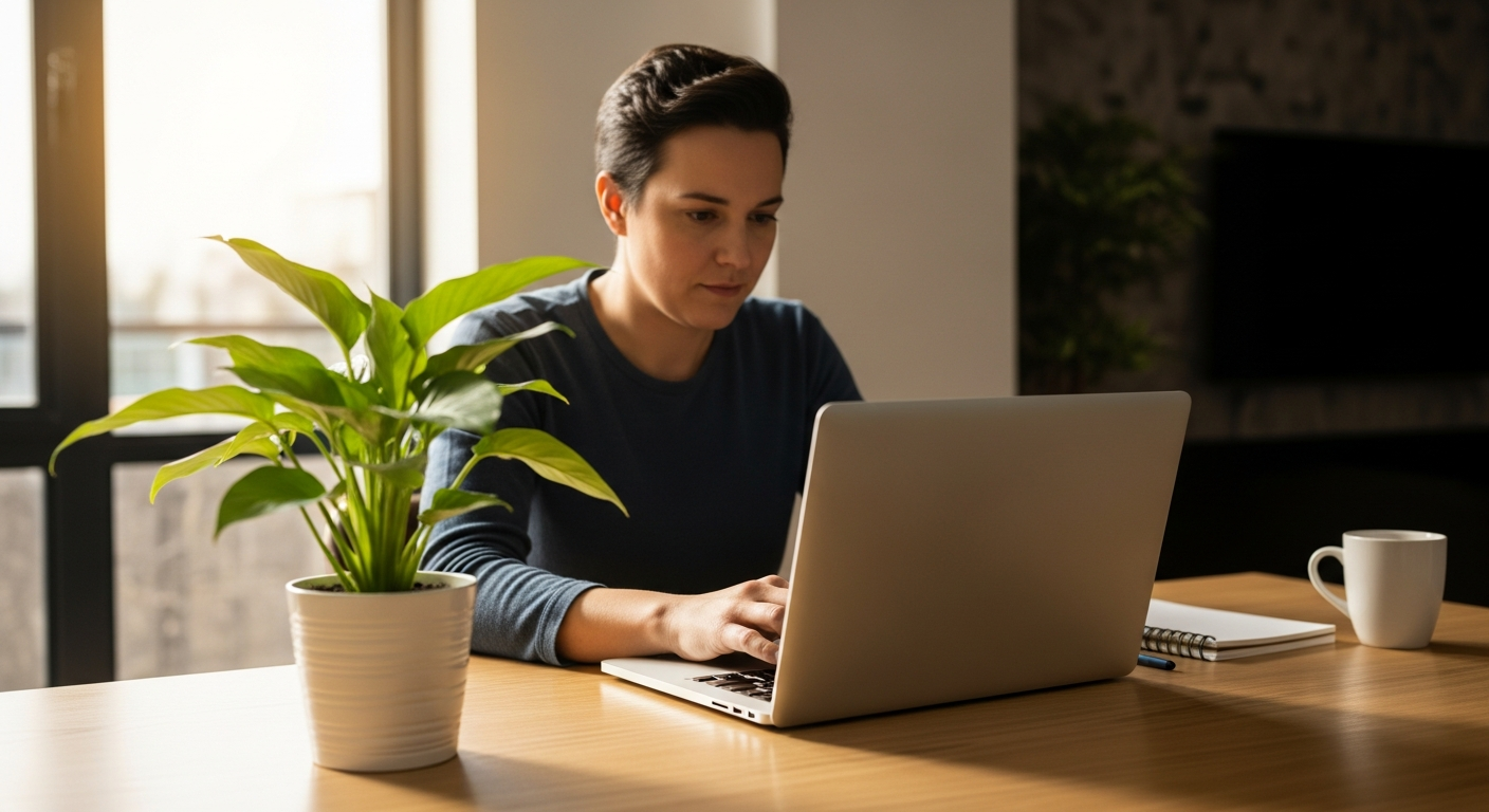 ผู้ใช้งานตั้งค่าเริ่มต้น n8n Workflow Automation บน Laptop ในสำนักงานสมัยใหม่